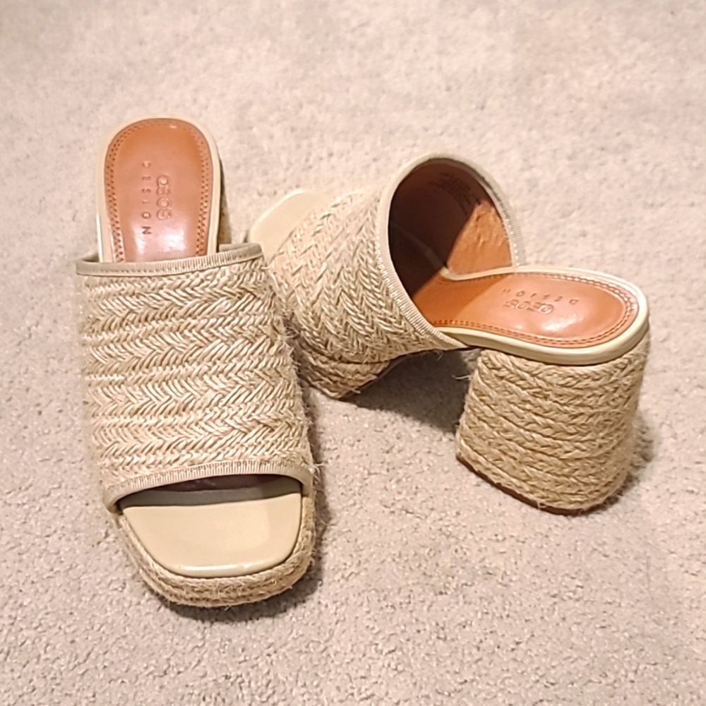 ASOS Design Hypnotise Chunky Platform Mules in beige